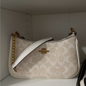 Coach Cream and Gold Shoulder Bag